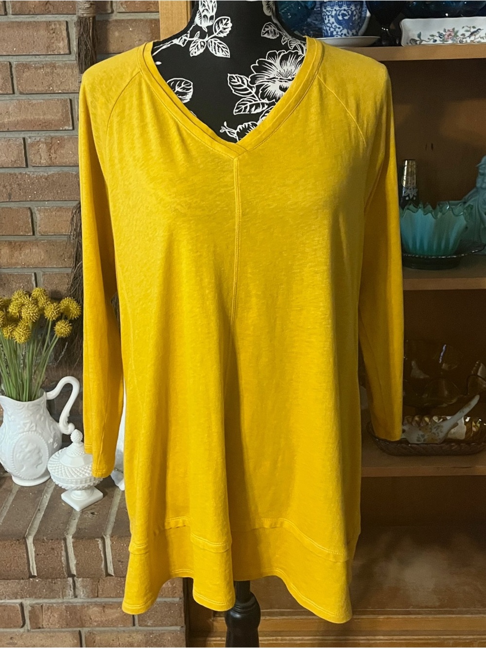 J. Jill Pima Cotton Relaxed Fit Yellow Tunic Top